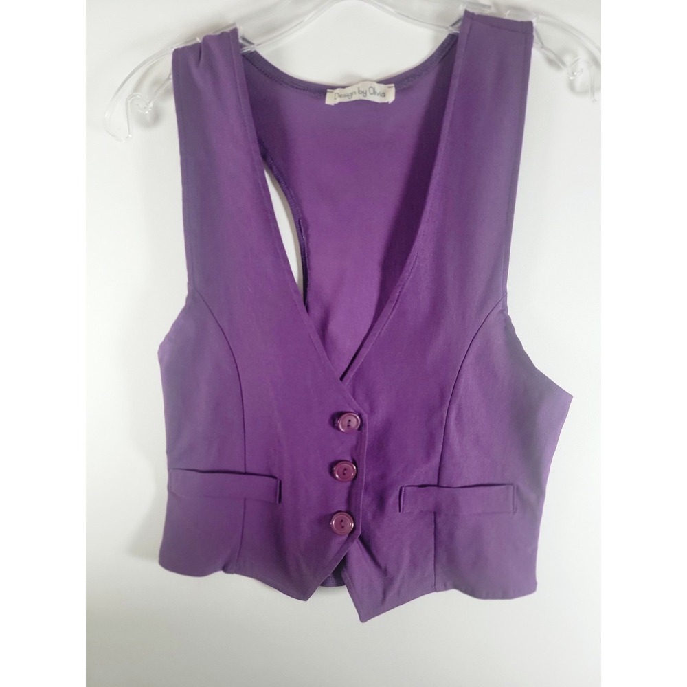 Design by Olivia Button Up Waistcoat Vest Womens XL Purple Racerback